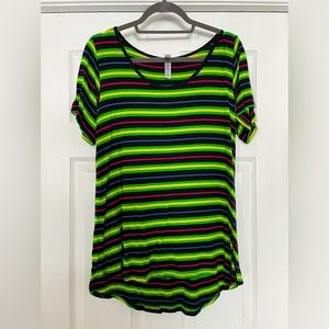 Lularoe Neon Striped Classic Tee